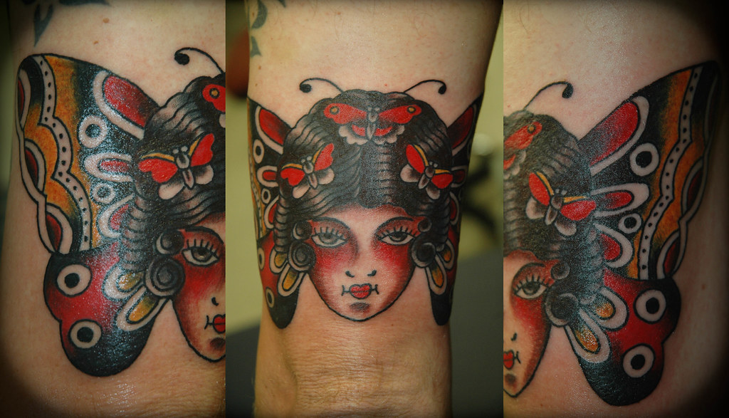 Butterfly Girl Head Tattoo by KeelHauled Mike of Black Anc… Flickr