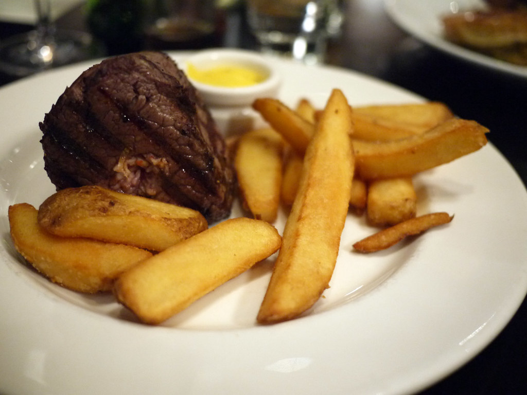 Alaskan king crab carpet bag steak with chips Tail end fil… Flickr