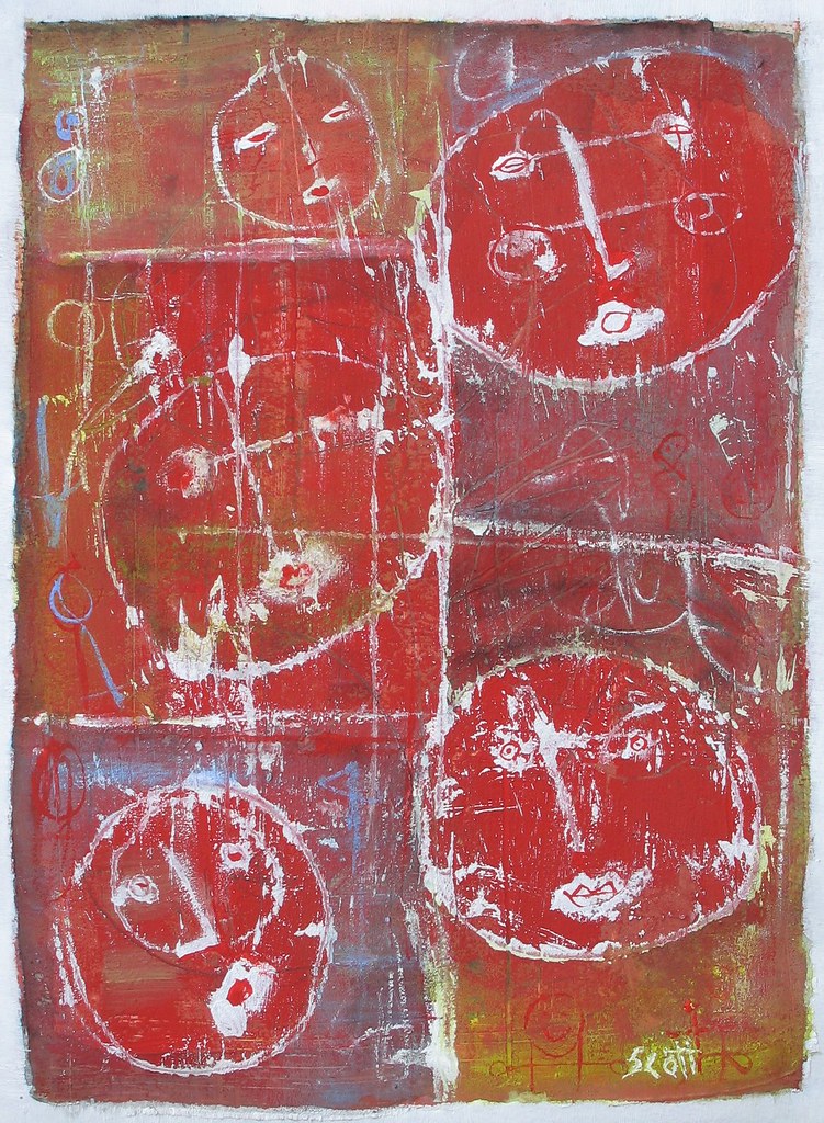  944 "5 Men" 12 x 9 , oil transfer drawing , acrylic on p… Flickr