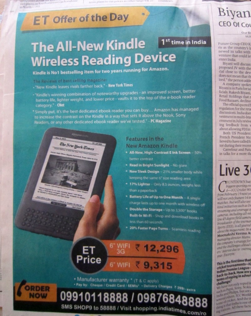 kindle newspaper ad Buy Kindle in India Flickr