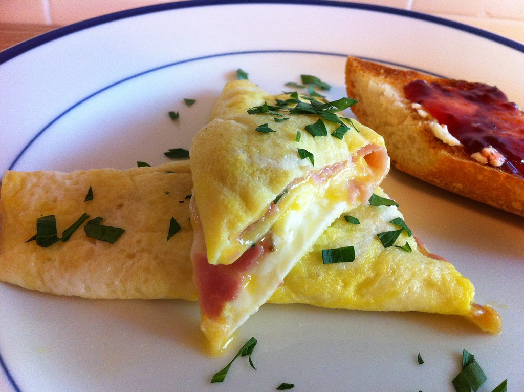 French omelette with rosemary ham and cheddar cheese Flickr