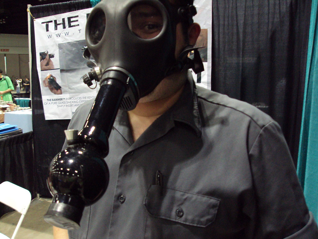 Gas Mask Bong A gas mask bong for sale at HempCon. KPCC Southern