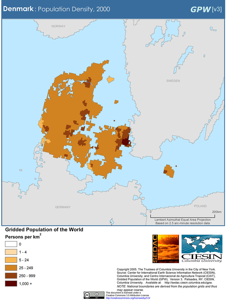 Denmark Population Density, 2000 SEDACMaps Flickr