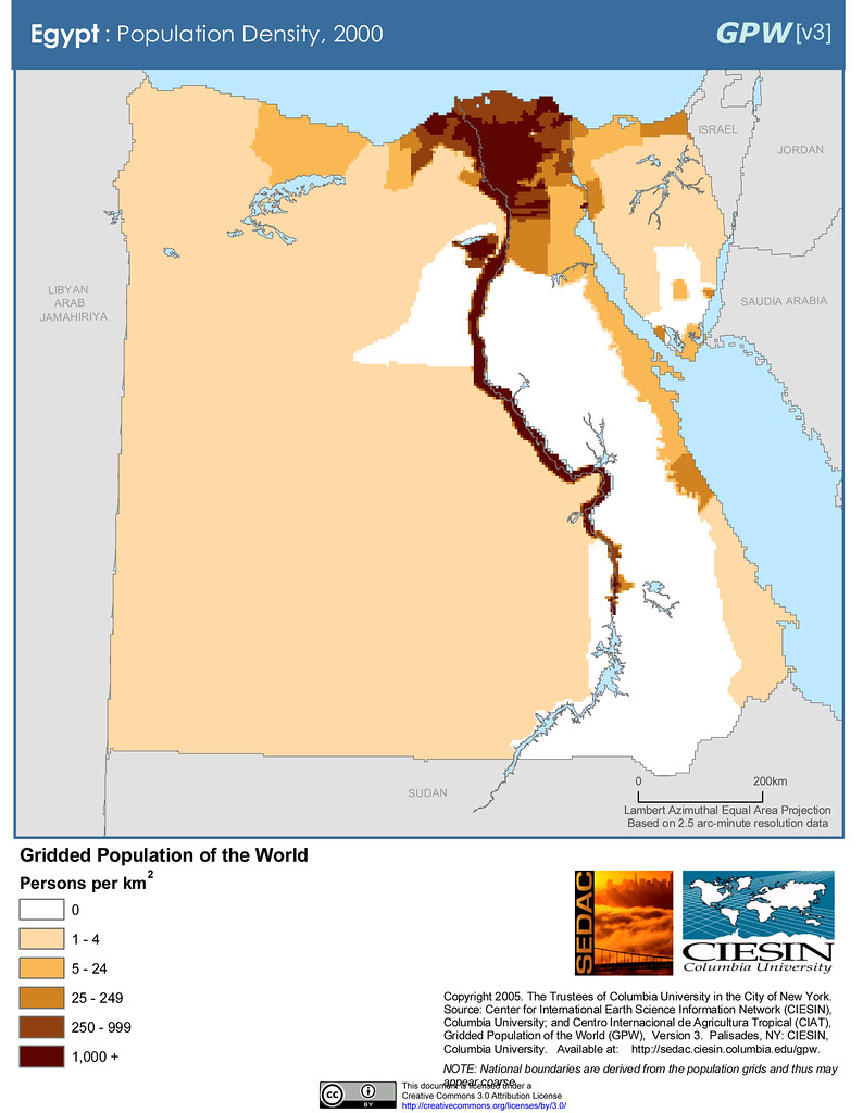 Egypt Population Density, 2000 SEDACMaps Flickr
