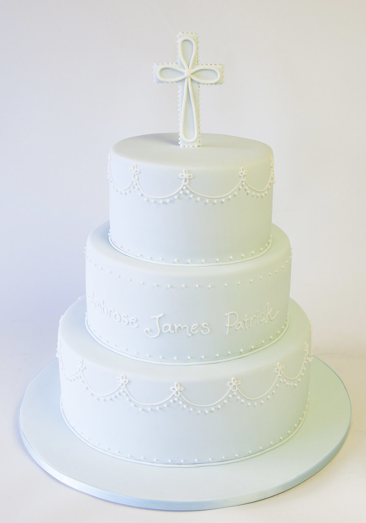 Christening Cake This design combines a modern, clean look… Flickr