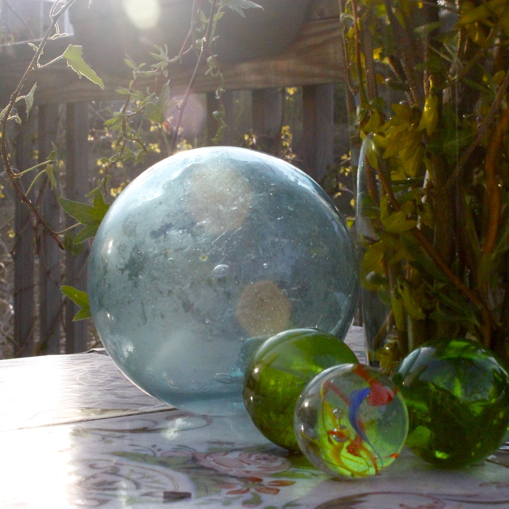 Glass float & marbles amy rue Flickr