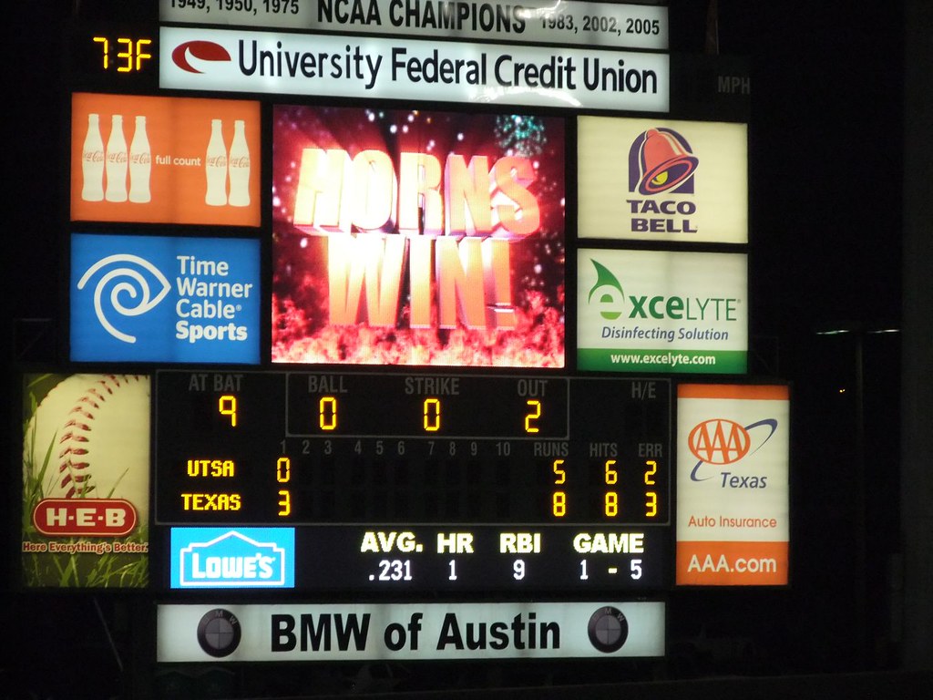 Longhorns Baseball, DischFalk Field, Austin Horns Win!! steelerdan Flickr