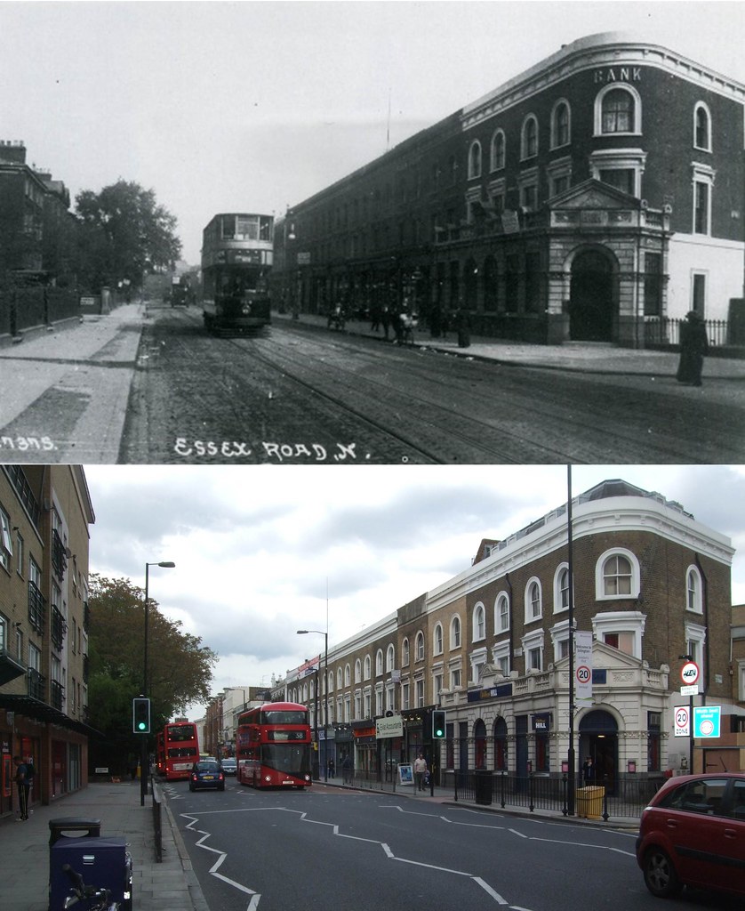 Islington, Essex Road at Englefield Road C1910 & 2014 Flickr