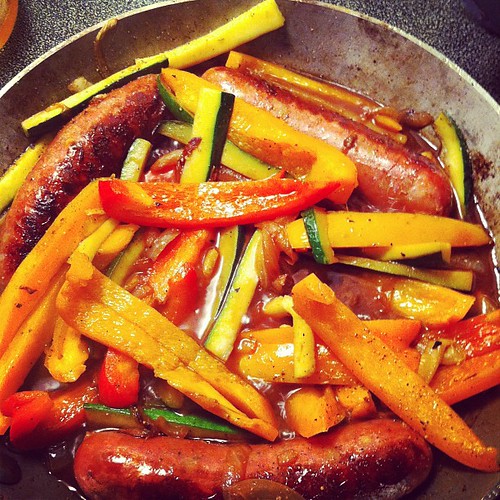 Fifth week of paleo chicken sausage, peppers, zucchini a… Flickr
