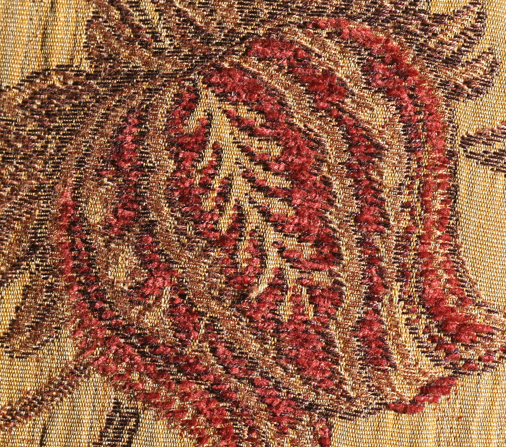 upholstery Floral tapestry on upholstered chair. David Haggard Flickr