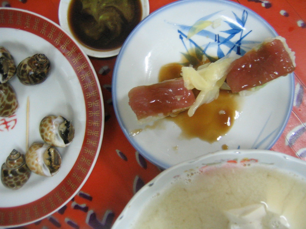 snails and sushi and miso yi Flickr