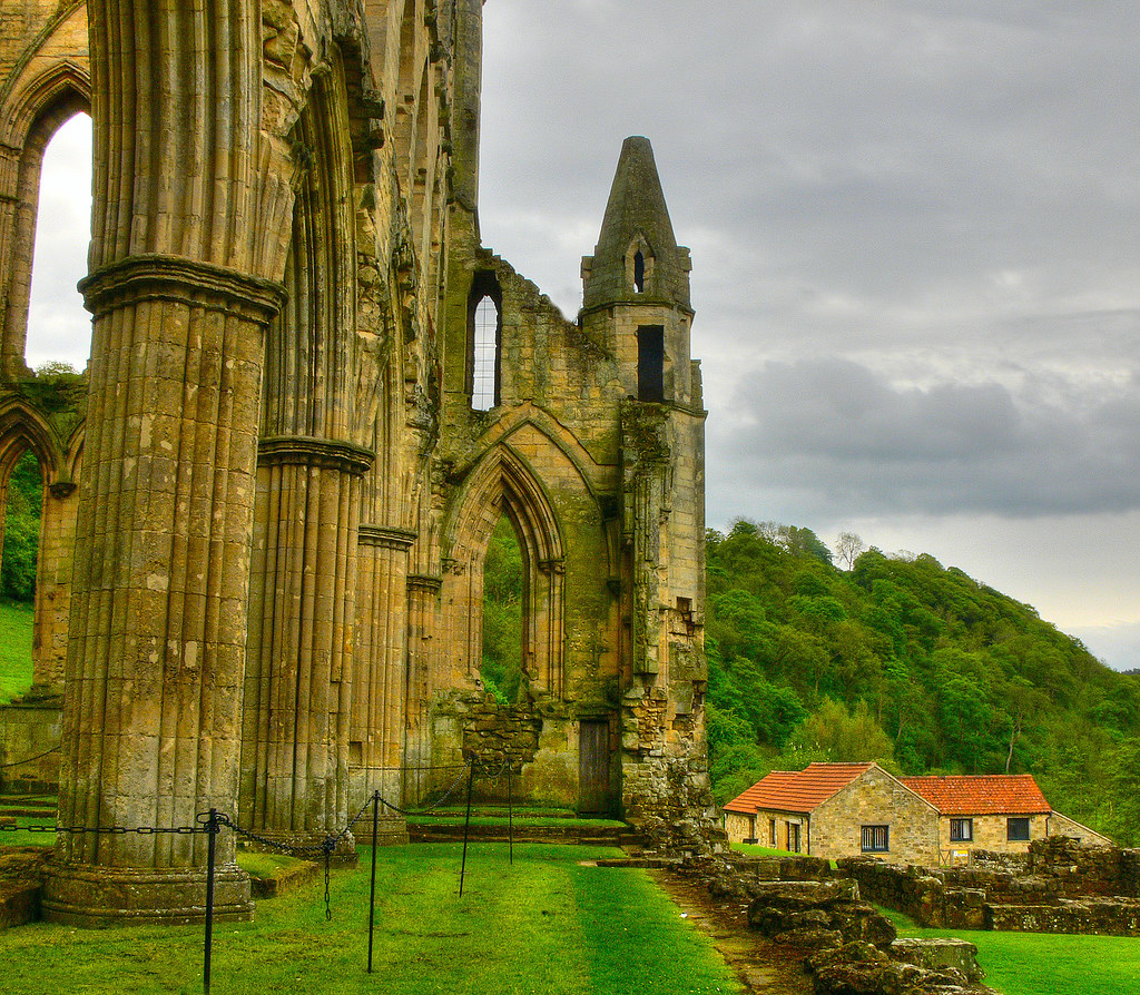 The Side of Rievaulx Abbey Presbtery Rievaulx Abbey was