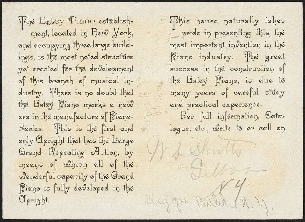 Estey Piano Co., manufacturers, New York. The first music … Flickr