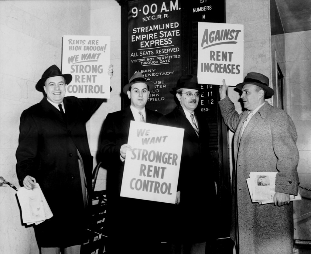 Men protest against rent increases and call for rent contr… Flickr