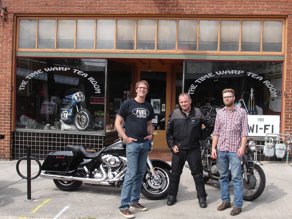 McD with FiveFiveFive pals in front of the Time Warp Tea Room