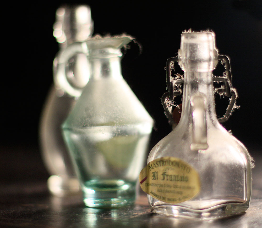 small glass oil bottles 6 small glass bottles that once he… Flickr