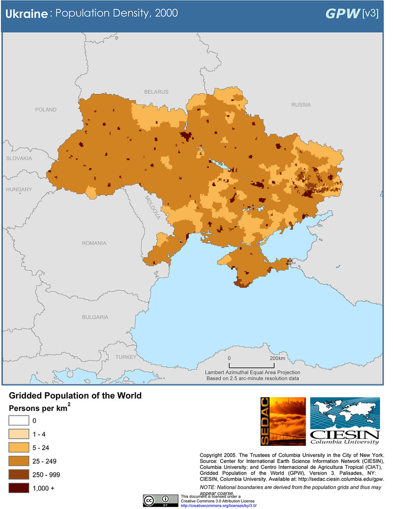 Ukraine Population Density, 2000 SEDACMaps Flickr