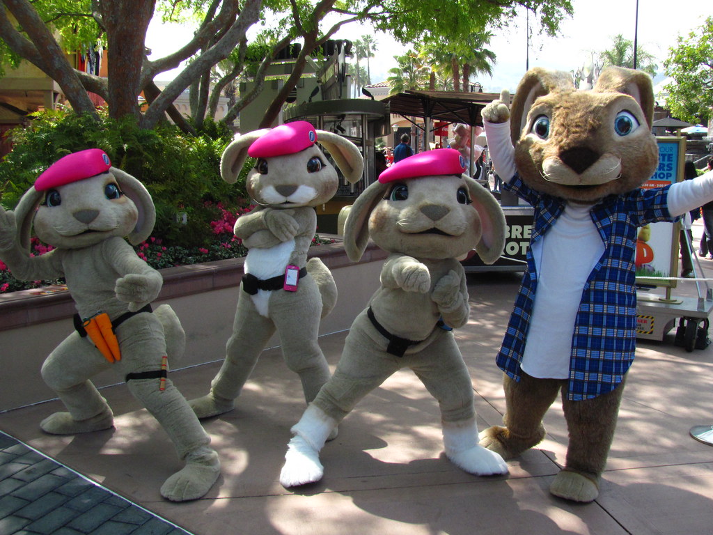Meeting E.B. and the Pink Beret Bunnies at Universal Studios a photo