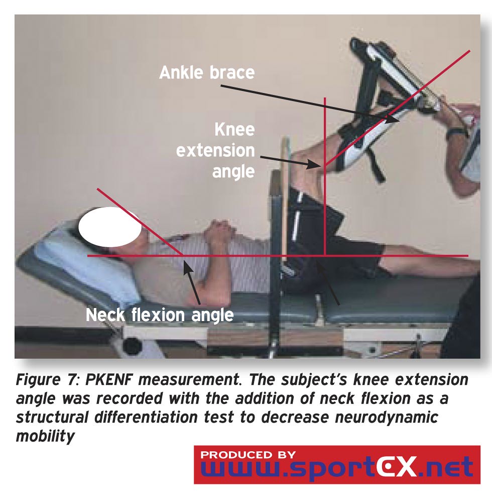 PKENF measurement. The subject’s knee extension angle was recorded with