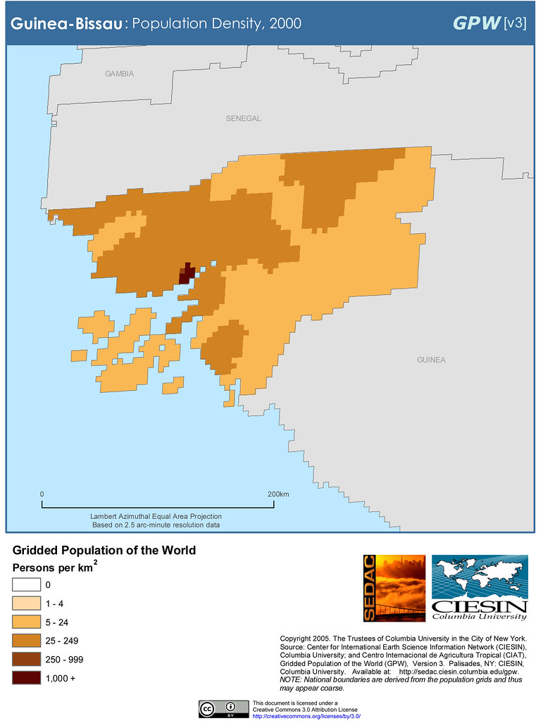 GuineaBissau Population Density, 2000 SEDACMaps Flickr