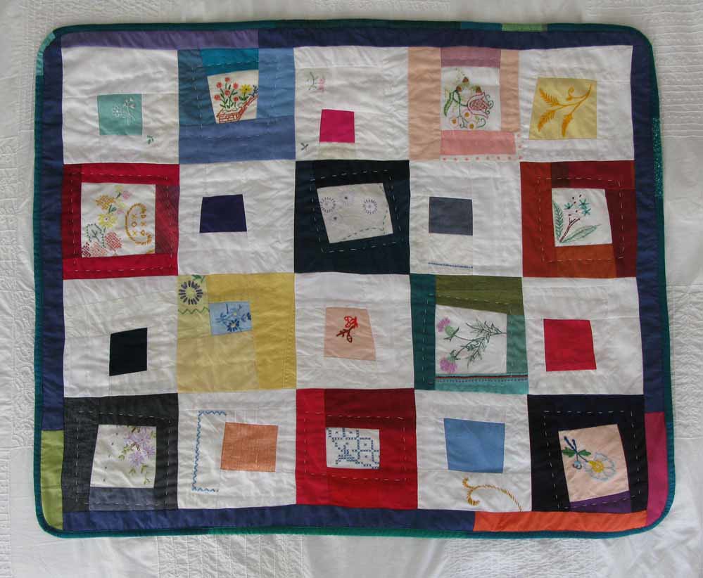 Embroidered squares quilt A little quilt (apptox 80cm x 10… Flickr