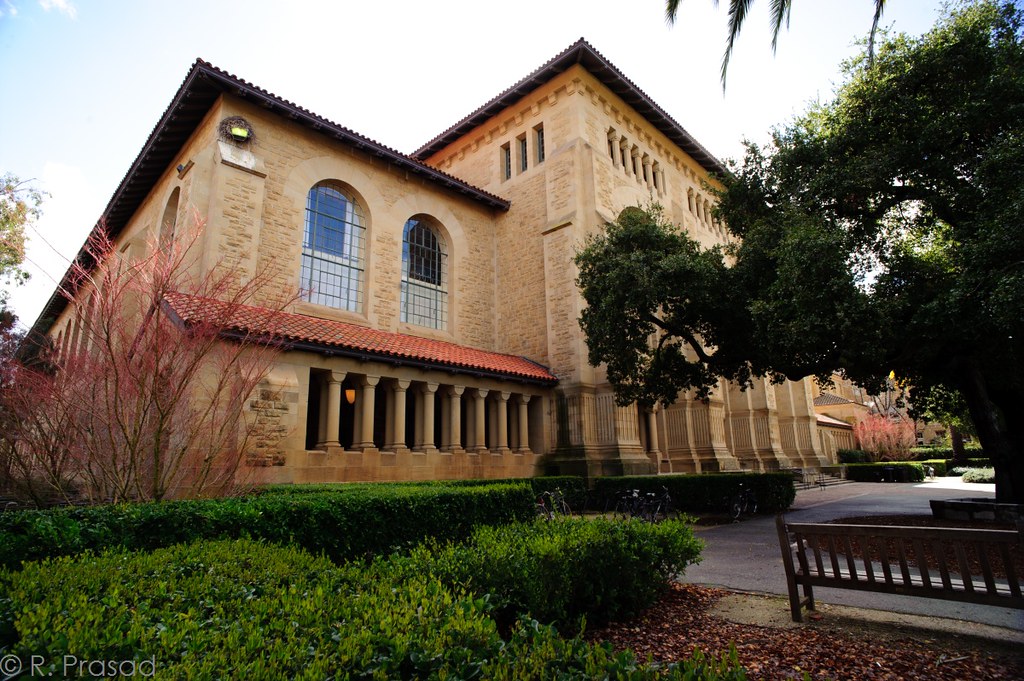 Green Library Stanford University campus. One of the two