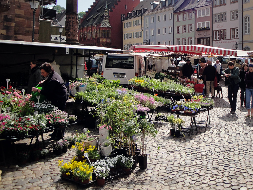 flower stands. Freiburg, Germany. blogged here Kate Hollingsworth