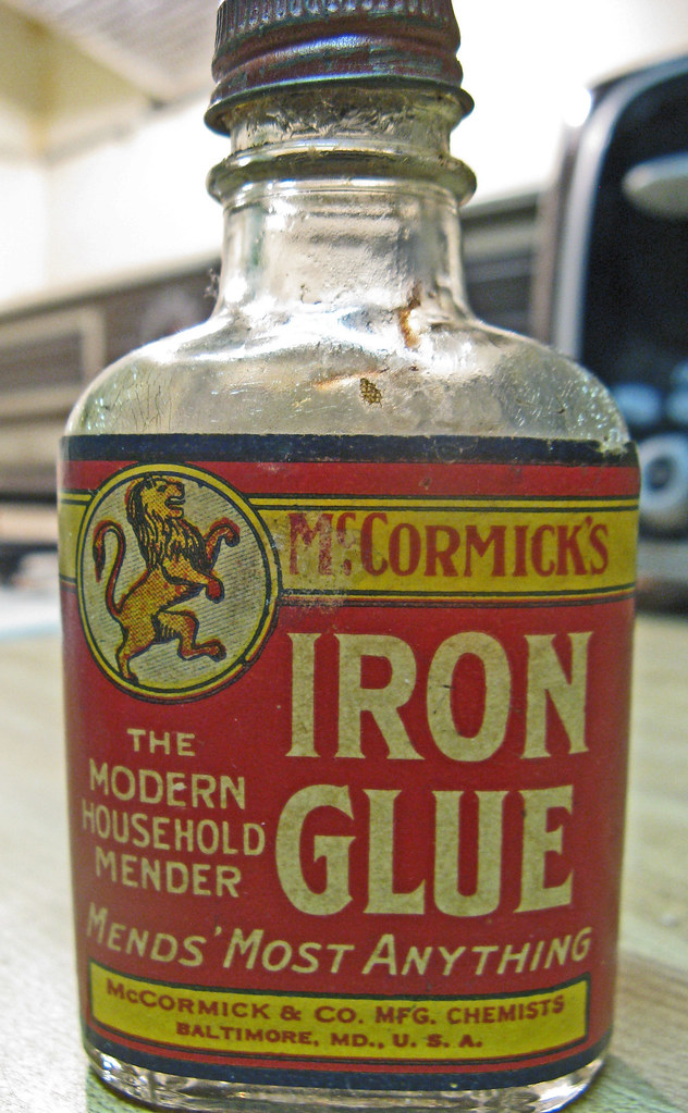 VINTAGE McCORMICK'S IRON GLUE BOTTLE James Speorl Frederick