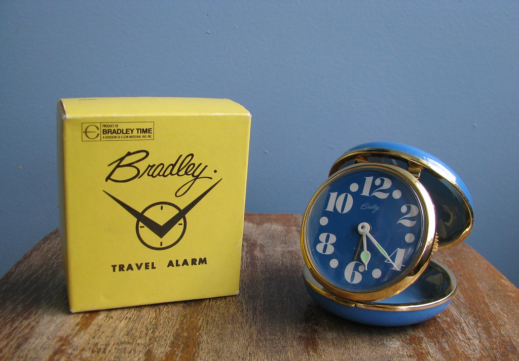Vintage Blue Bradley Travel Alarm Clock buppins Flickr