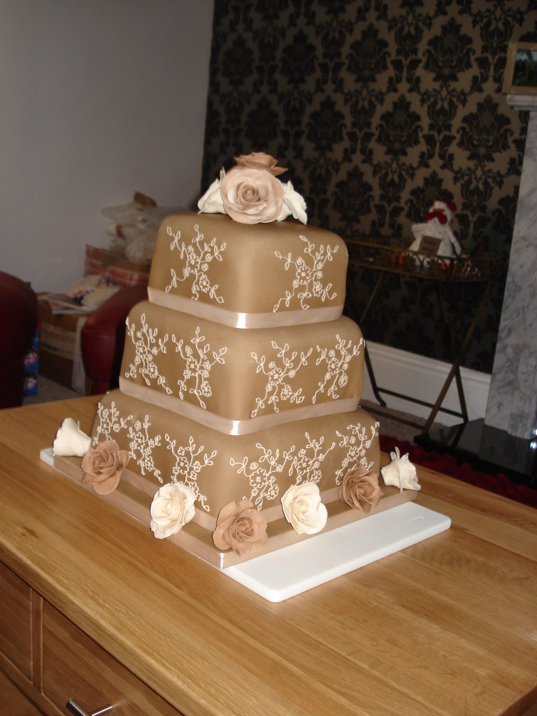 Lace Mocha Wedding Cake Ashley Spence Flickr