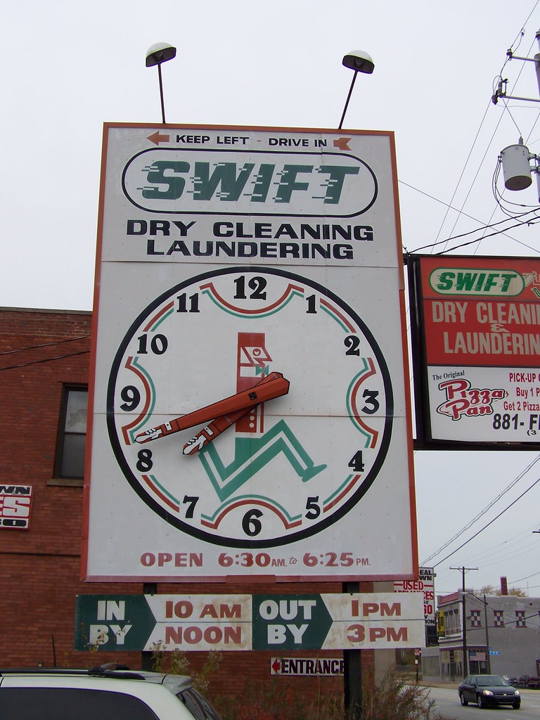 Swift dry cleaners Cleveland Nice old Mega clock sign, the… Flickr
