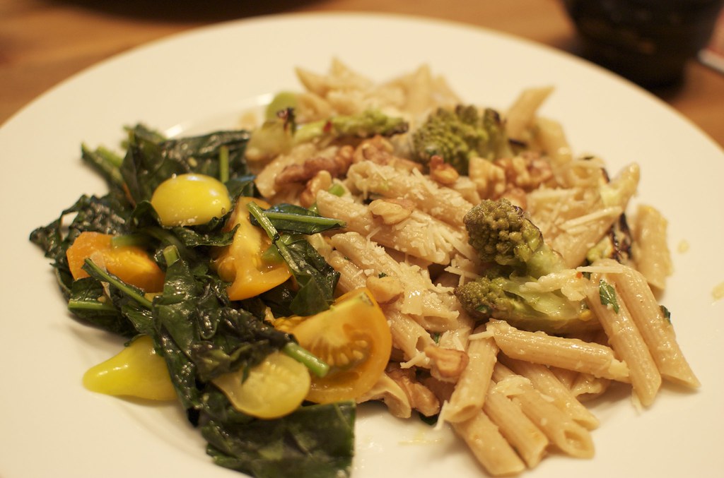 Roasted garlic and broccoli pasta with sauteed greens and … Flickr