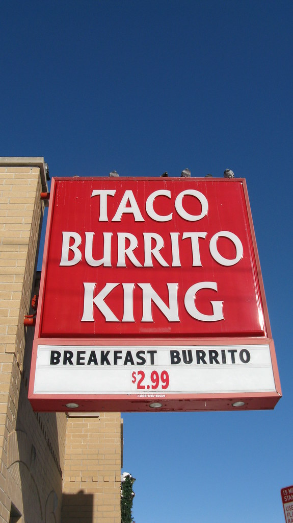 The Taco Burrito King Mexican fast food restaurant on North Harlem and