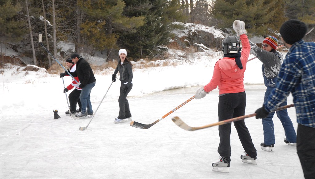 Outdoor hockey game Our neighbours cleared the snow off th… Flickr
