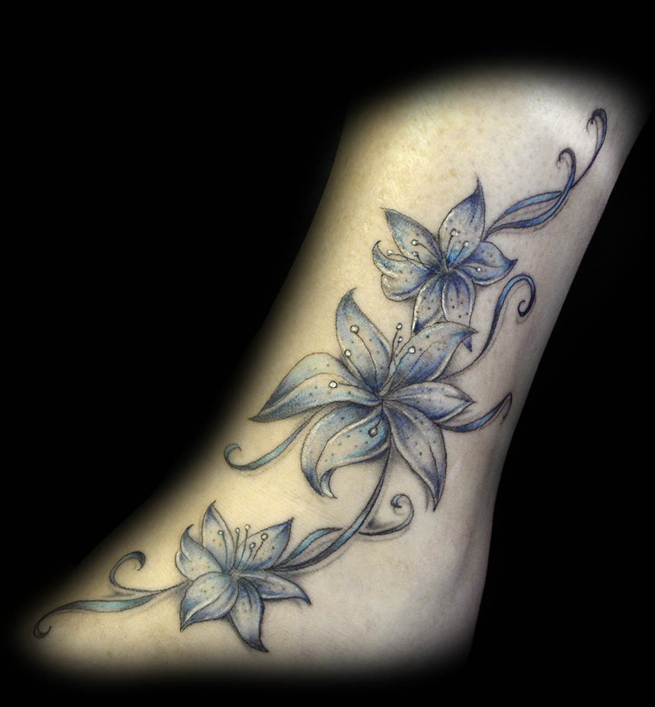 Lillies on ankle tattoo by Ray Tutty tattoo studio Flickr