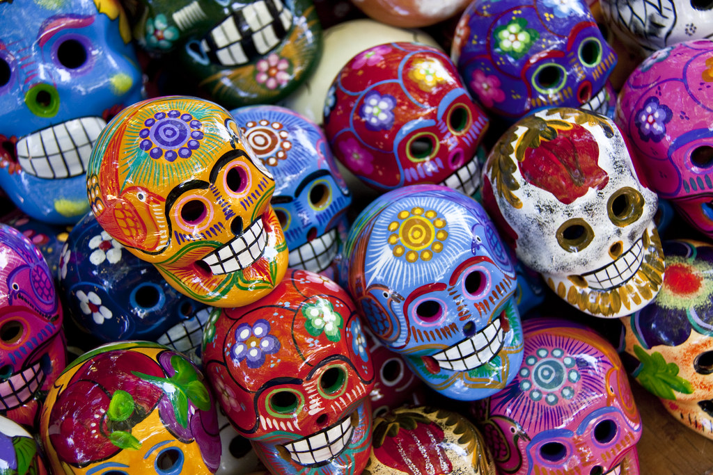 Mexican Skull Art Orange Decorative Skulls from Day of t… Flickr