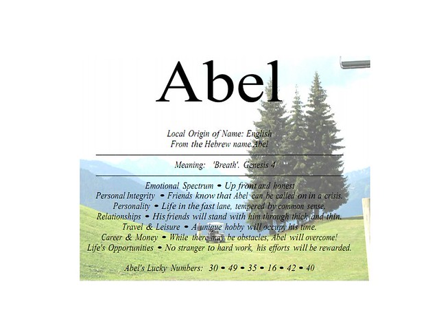 abel_001 Abel Local Origin of Name English From the Hebre… Flickr