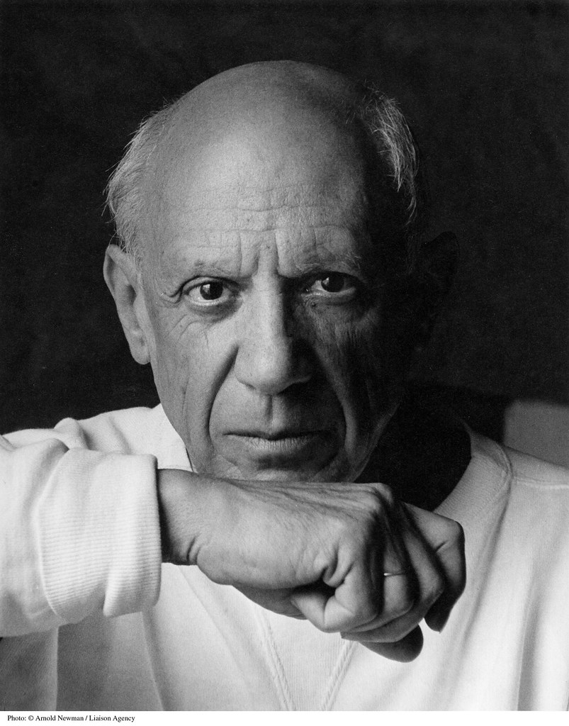Portrait of artist Pablo Picasso June 2, 1954 in Vallauris, France
