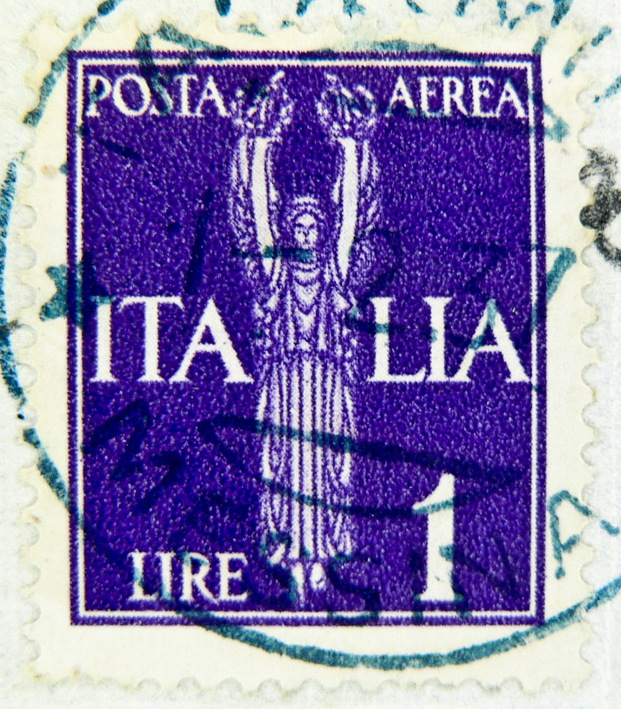 italian stamp 1.00 lire airmail Italy timbre Italie Posta … Flickr