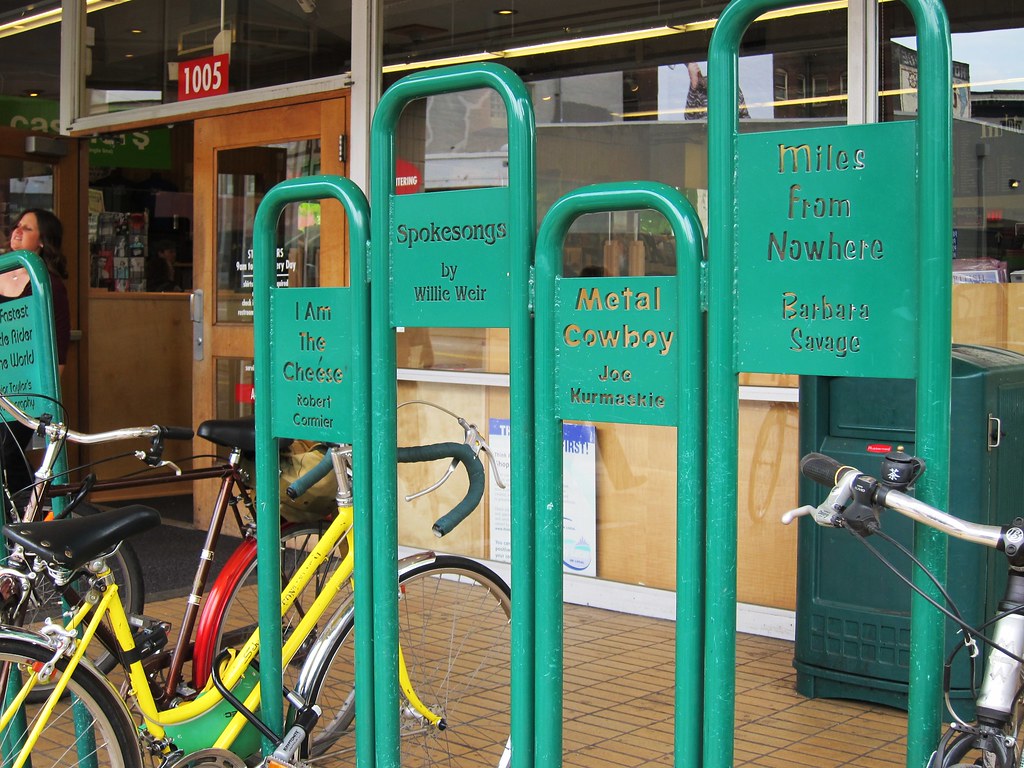 Great bike racks at Powell's Books lesleyk Flickr