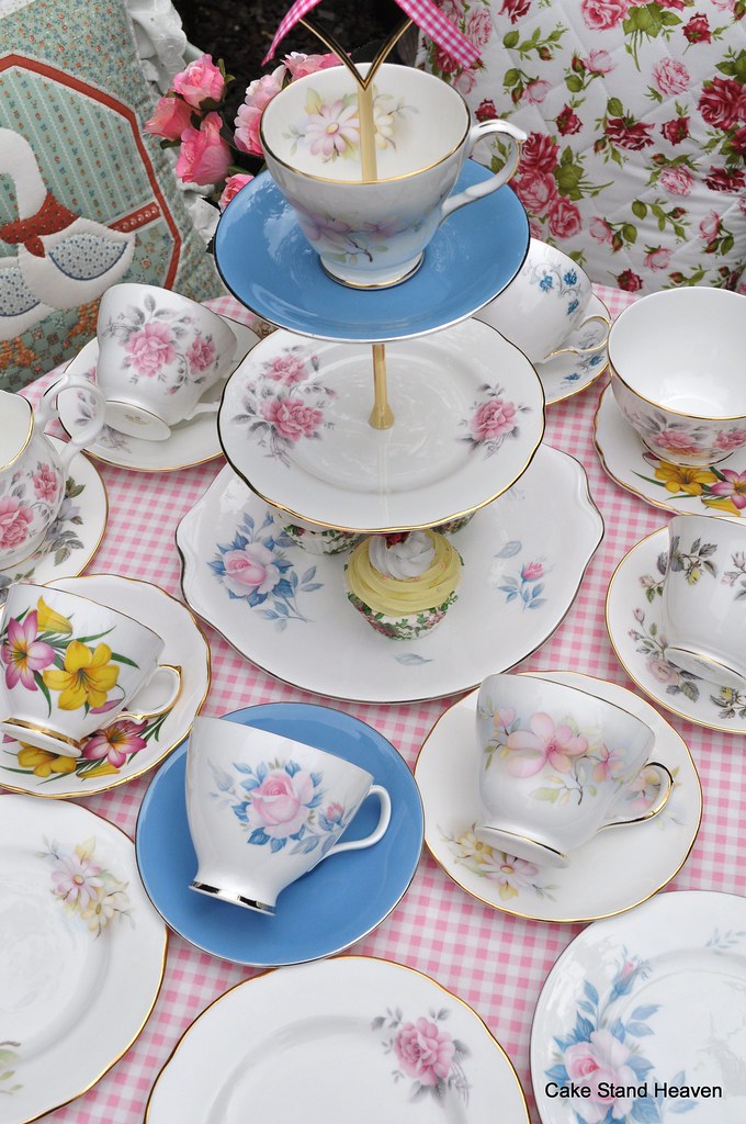 Vintage Mixed China Tea Set and 3 Tier Cake Stand Colourfu… Flickr