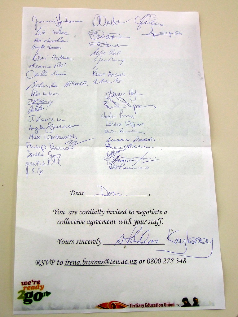 Don Campbell's invitation to negotiate New Zealand Tertiary Education