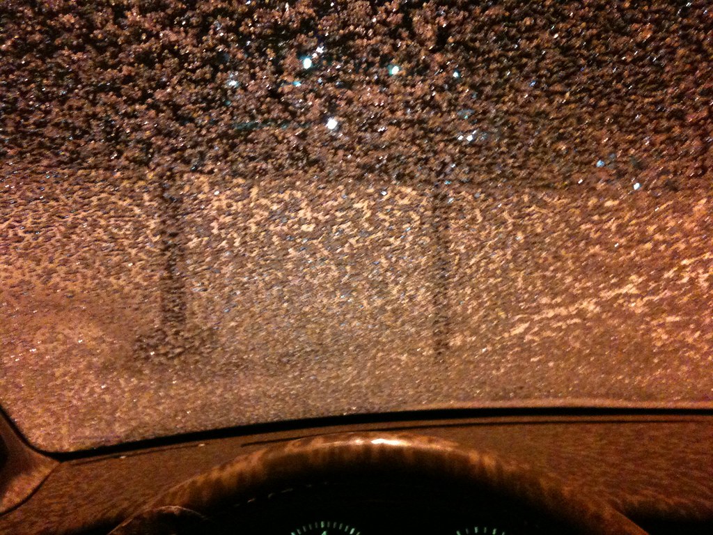 Icy windshield Heavy sleet showers covered the windshield … Flickr
