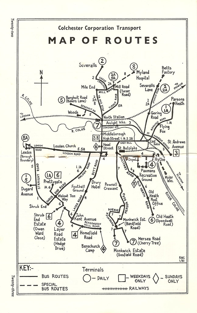 Colchester Corporation Transport map of routes, bus map,… Flickr
