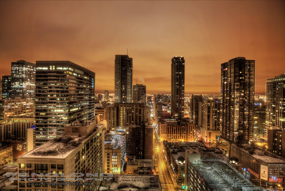 Chicago Downtown Cityscape Night View HDR Zachary Long