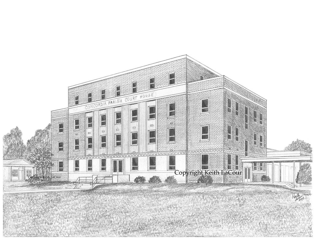 Concordia Parish Courthouse / Vidalia, LA pencil drawing b… Flickr