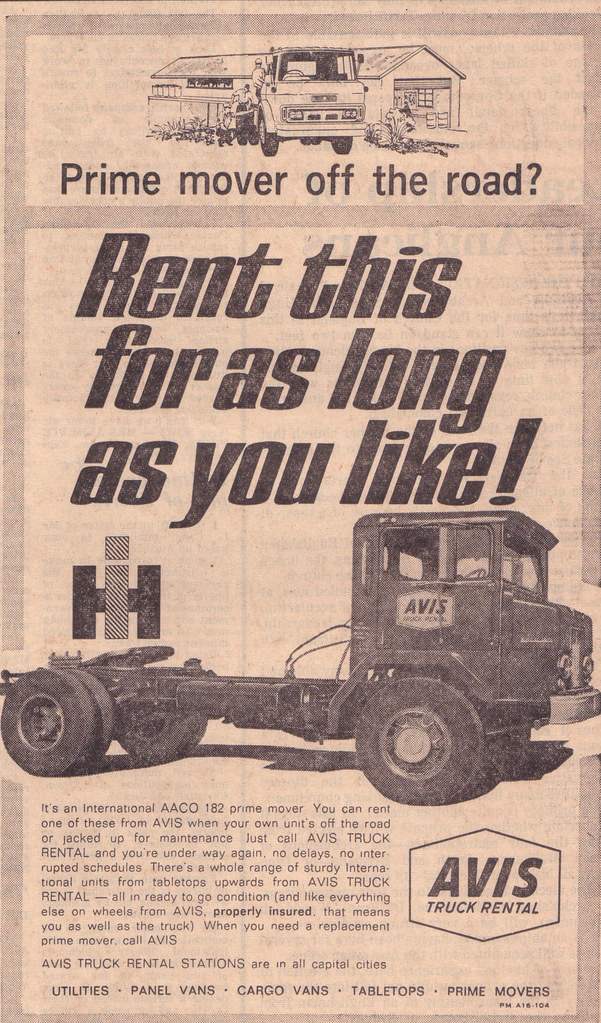 1966 International ACCO 182 Avis Truck Rentals Ad Australia a photo