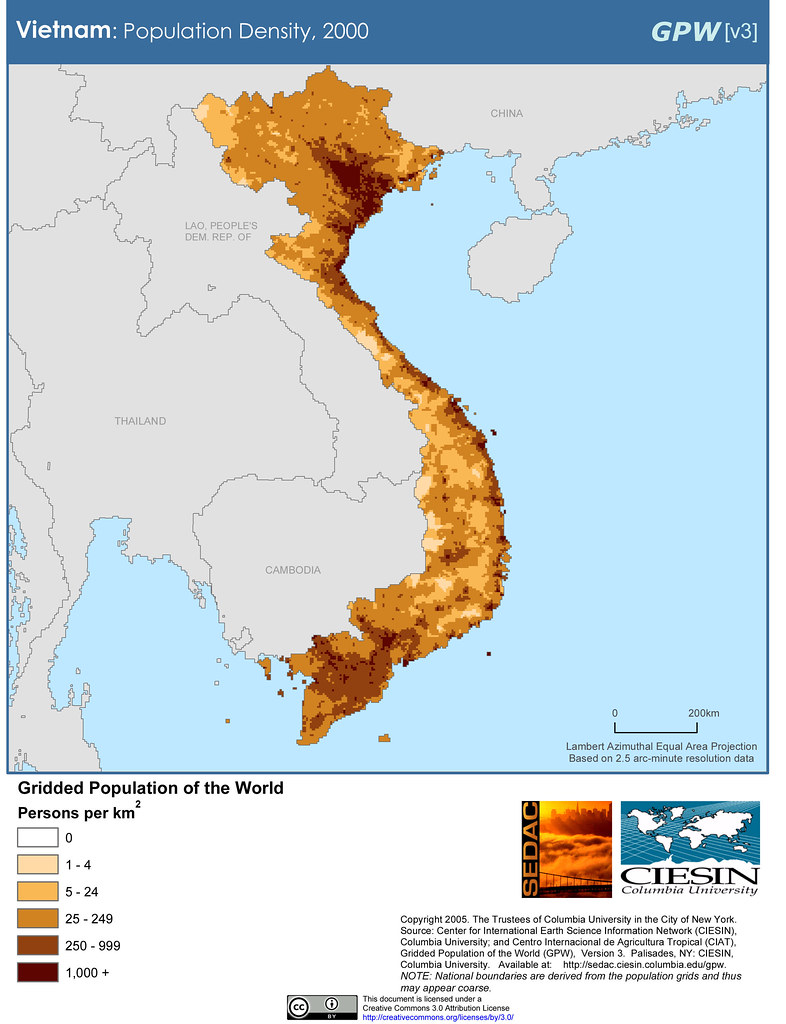 Vietnam Population Density, 2000 SEDACMaps Flickr