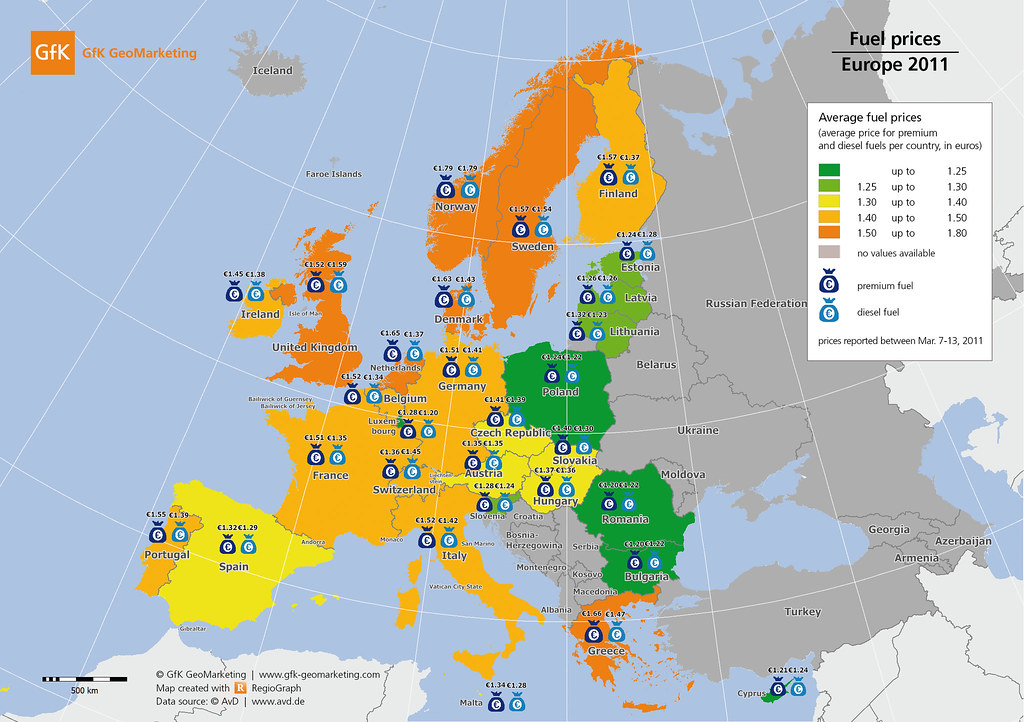 Benzinpreise in Europa GfK GeoMarketing liefert eine Übers… Flickr
