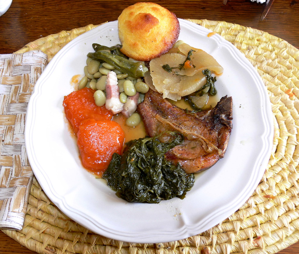 My Lunch Pork chops, turnips, turnip greens, candid sweet … Flickr